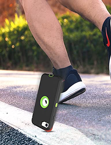 MXX Case Designed for iPhone SE Case 2020 /SE 2022 Heavy Duty Protective with Screen Protector [3 Layers] Rugged Rubber Protection Cover & Rotating 360 Degree Belt Clip SE 3rd/2nd Gen (Green/Black) - color: Green/Black
