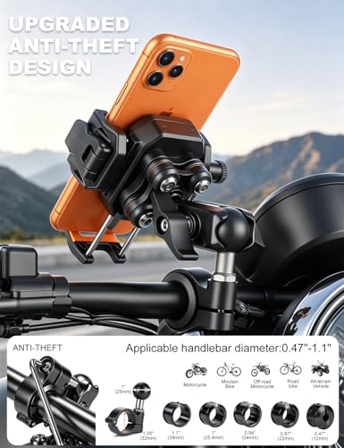 koolehaoda Motorcycle Phone Mount Holder with Vibration Dampener