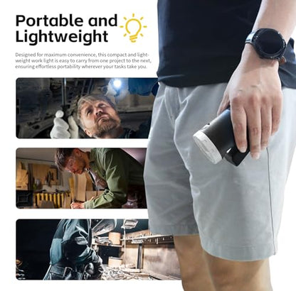 MaxWorks Rechargeable LED Work Light 500 Lumens Portable Shop Light – 360° Adjustable with Magnetic Base Clamp Mount & 3 Lighting Modes USB-C Rechargeable – 50897 - style: Magnetic and Clamp