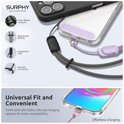SURPHY 3 Pack Phone Wrist Strap, Phone Lanyard with Cellphone Tether Tab - color: Black & Lilac & Lilac Purple