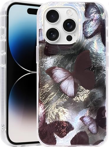 Compatible with iPhone 12 Pro Max Case,with [Shockproof Protective][Camera Protection] Cute Butterfly Aesthetic Phone Cover Anti-Yellowing Soft Slim Cover for Women Girl-Black - color: Black Butterfly, size: iPhone 12 Pro Max
