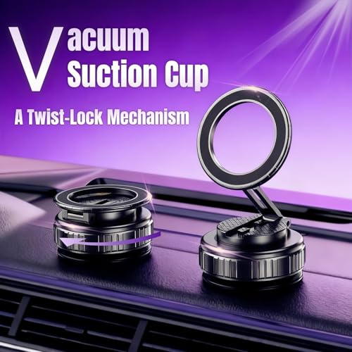 Magnetic Vacuum Car Phone Holder 360° Adjustable Foldable - color: Silver, size: GY-15B