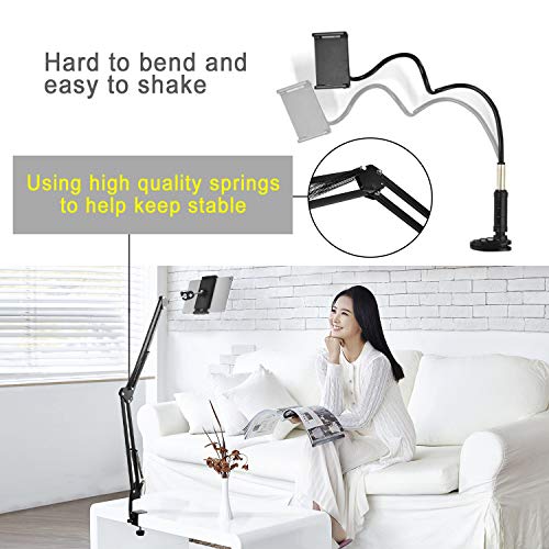 SAMHOUSING Tablet Stand for Bed,360 Degree Rotating Bed Tablet Mount Holder Stand with Aluminum Arm for iPad,iPhoneXS,N-Switch, Amazon Kindle Fire,or Other 4.7~12.9 inch-Screen Devices