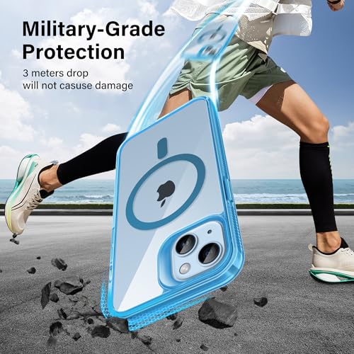 Supdeal Magnetic Clear Case for iPhone 14 Plus, [Compatible with MagSafe] [Non Slip Bumper & Not Yellowing] Military Grade Shockproof Transparent Silicone Phone Cover, 6.7", Blue - color: Blue, size: iPhone 14 Plus