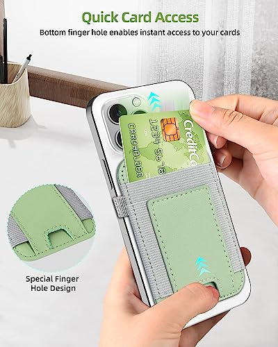 For Magsafe Wallet, Strongest Magnetic Wallet for iPhone 17/16/15/14/13/12 Series, Magnetic Card Holder with 2 Card Slots, RFID Blocking, Vegan Leather, Hold 7 Cards, Light Green | Magnetic Wallet for iPhone 17/16/15/14/13/12 Series, Magnetic Card Holder