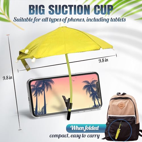 Phone Umbrella for Sun, Clip-On Phone Sun Shade, Universal Fit - color: Yellow