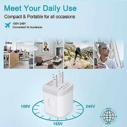 USB Wall Charger,Charging Block,5Pack 2.1A Quick Dual Port Plug Charger Box - color: White