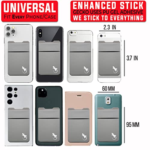 Gecko Travel Tech Double Pocket - Adhesive Card Holder - Cell Phone Pouch - Stick on Spandex Pocket - Carry Credit Cards and Cash - Gray-White - color: GRAY-WHITE