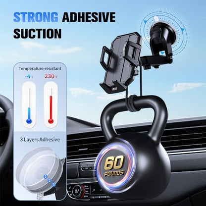 SUUSON Upgraded 3-in-1 Car Phone Holder Mount for Car, Carbon Black