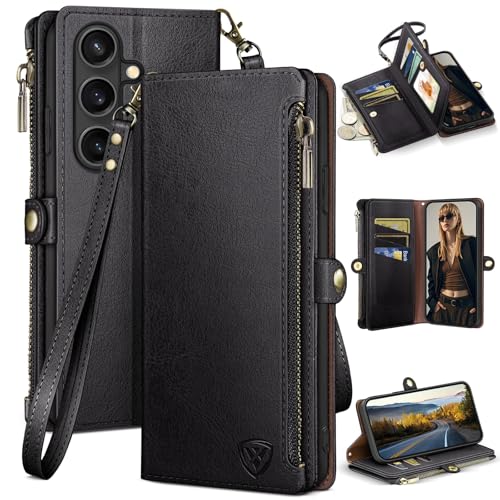 XcaseBar Compatible with ‌Samsung Galaxy S26 Plus Wallet case with Zipper Credit Card Holder【RFID Blocking】,Flip Folio Book PU Phone case Shockproof Cover Women Men for Samsung S26 Plus case Black - color: Black, size: Samsung Galaxy S26 Plus