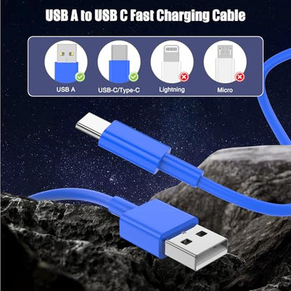 3-Pack Blue [3.3FT+3.3FT+6FT] USB A to USB C Cable, Compatible with iPhone 15/16, iPad, Samsung, MacBook, PS5 and More, Fast Charging, Carplay Cable - color: Blue, size: 6FT+3.3FT+3.3FT