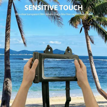 Waterproof Phone Pouch for iPhone 17 16 15 Pro Max IPX8 Dual-Hook | Lightweight, Large Cellphone Dry Bag, IPX8 Rated, Beach Essential, Cruise Ship, 1 Pack, 8.3 inch - color: A4-Black-Dual-Hook