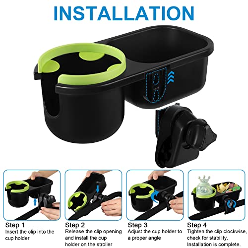 Accmor Stroller Cup Holder, Drinks Holder Bike Walker Wheelchair - color: Tray-Green