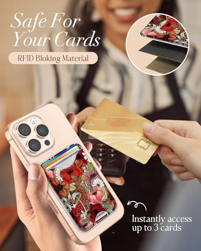 Shorogyt Compatible with Magsafe Wallet for Women, Flower Mushroom - color: Flower Mushroom