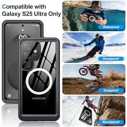 ANTSHARE IP68 Waterproof Case for Samsung Galaxy S25 Ultra, Black/Clear - color: Black/Clear, size: S25 Ultra