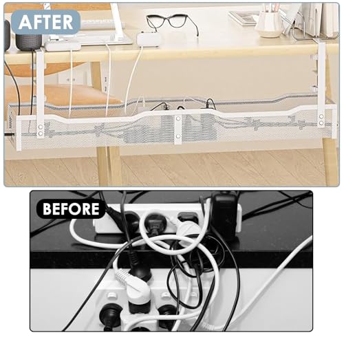 Cable Management, 25'' Cable Management Under Desk, Cable Tray - color: White, size: 25'' (1 Pack)