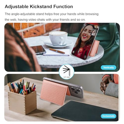 Bocasal for MagSafe Card Wallet for iPhone, Carbon Fiber Rose Gold - color: Carbon Fiber Rose Gold