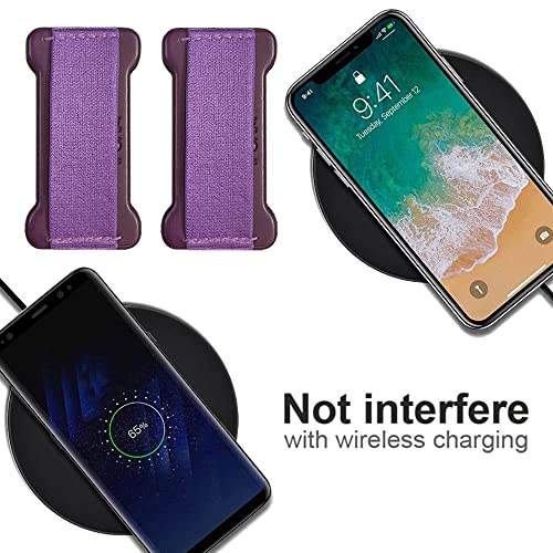 Phone Grip Strap Holder for Hand, Universal Finger Strap Phone Holder, Finger Selfie Grip Compatible with Most Smartphones (Black Darkpurple) - 2Pack - color: Black Dark Purple