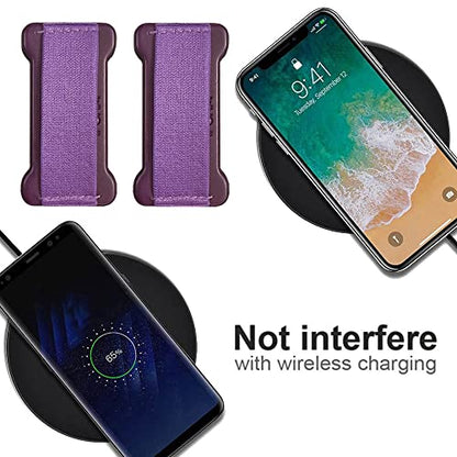 Phone Grip Strap Holder for Hand, Universal Finger Strap Phone Holder, Finger Selfie Grip Compatible with Most Smartphones (Black Darkpurple) - 2Pack - color: Black Dark Purple