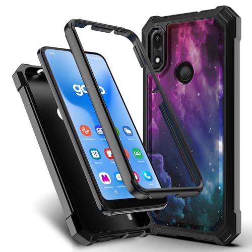 for Gabb Phone 4 Case/Gabb Phone 4 Cover w/[Tempered Glass Screen Protector] Dual Layer Shockproof [Military-Grade][Full-Body] Protective Cover for Women Man Boy Girl Blue Star Galaxy Black - color: BLD IN GALAXY STAR