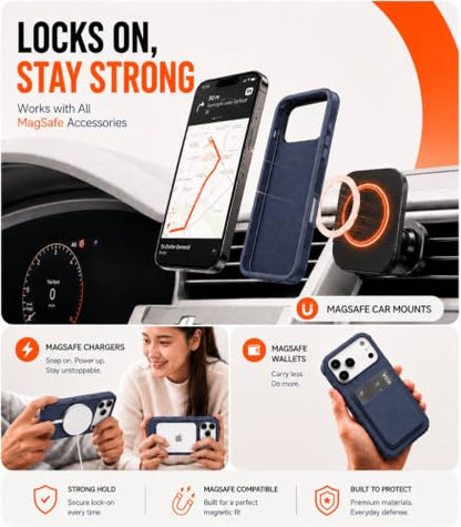 LOOXER® Heavy Duty Rugged Magnetic Case for iPhone 17 Pro (6.3”) | Military Grade Shockproof Protection,MagSafe Compatible+ Tempered Glass Included (Blue, 17 Pro) - color: Blue, size: 17 Pro