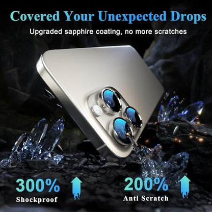 Camera Protector Metal Ring for iPhone 16 Pro/iPhone 16 Pro Max HD Tempered Glass Individual Lens Protective Cover, Grey - color: Grey