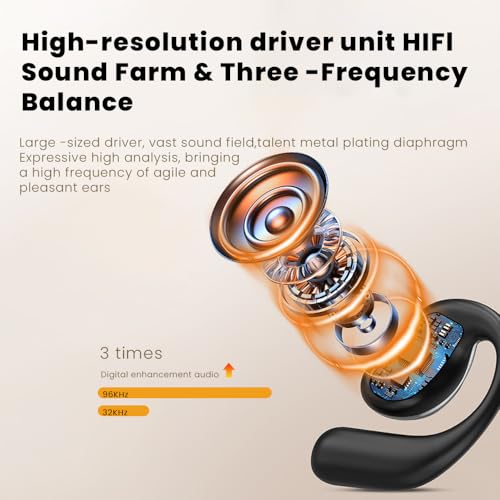 Piluyaa Open Ear Earbuds Ultra Comfort Wireless Bluetooth 5.4 Headphones Over The Ear Earbuds with Intelligent Touch Screen EarHooks IPX7 Waterproof Bone Conduction Earphones for Fitness Sports-Black - color: BLACK