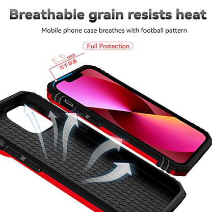 for iPhone 13 Case with Camera Lens Cover HD Screen Protector, Dual Layer [15 FT Military Grade Drop Protection] Magnetic Ring Holder Kickstand Protective Phone Case for iPhone 13 6.1 inch (Red) - color: Red with camera cover Military-Grade 2nd gen