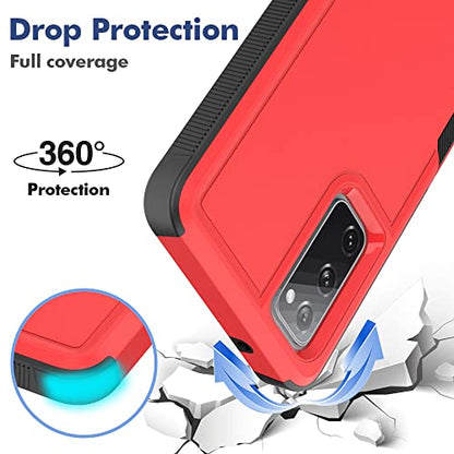 for Samsung Galaxy S20 FE Case,[Military Grade Drop Tested] with HD Screen Protector,Dual Layer Protective Heavy Duty Cell Phone Cover Non-Slip Shockproof Rugged Case for Galaxy S20 FE 5G (Red) - color: Red