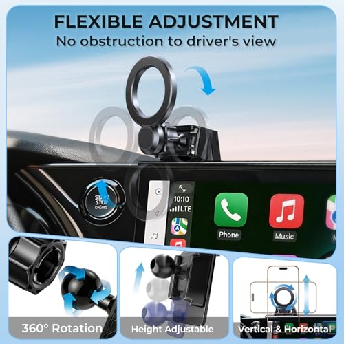 Car Phone Holder for Lexus RX RX350/RX350h/RX500h 2026 2025 2024 2023 (Only for 14-Inch Screen) 360° Rotation Magnetic Cell Phone Mount, Compatible with Magsafe, Does Not Affect Air Vent - size: Fit for 2023-2026 RX, 14-Inch