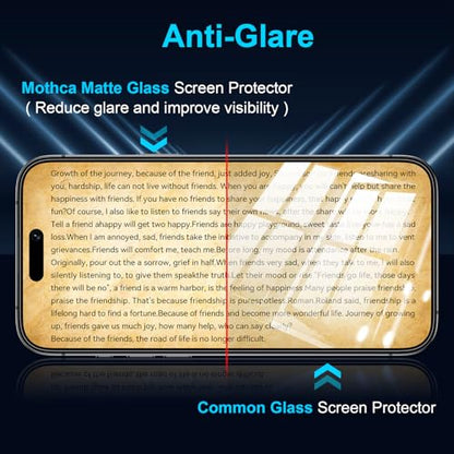 Mothca 2 Pack Matte Glass Screen Protector for iPhone 17 Pro/iPhone 16 Pro/iPhone 17 6.3-inch [Auto Fit Box Dust-Free] Full Coverage Anti-Glare & Anti-Fingerprint Tempered Glass, Smooth as Silk - size: iPhone 17 Pro/16 Pro/17 6.3-inch