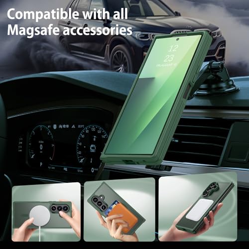 DUEDUE for Samsung Galaxy Z Fold 7 Case Magnetic[Compatible with MagSafe], Dual Layer Anti-Scratch Shockproof Cover Slim Full Protective Phone Case for Galaxy Z Fold 7 8", Green - color: Green