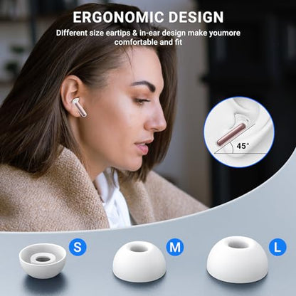 Wireless Earbuds, 2024 Wireless Headphones HiFi Stereo Earphones with 4 ENC Noise Canceling Mic, 42Hs Playtime In Ear Earbud, Bluetooth 5.3 Sport Earphones with LED Power Display for Android iOS Pink - color: pink gold