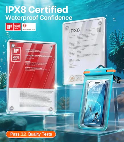 TORRAS IPX8 Waterproof Phone Pouch Floating, Dry Bag, Glacier Sprint | Underwater Touch Screen, Waterproof Phone Case, Fits All Phones, Lanyard, Snorkeling, Diving, Beach, Cruise, Travel - color: 1 Pack-Glacier Sprint