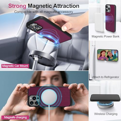 Magnetic Case for iPhone 16 Wallet Compatible with Magsafe RFID Blocking Card Holder Detachable Phone Cover Kickstand Snap Strap Zipper Pocket PU Leather 6.1 inch (Burgundy) - color: Burgundy, size: iPhone 16