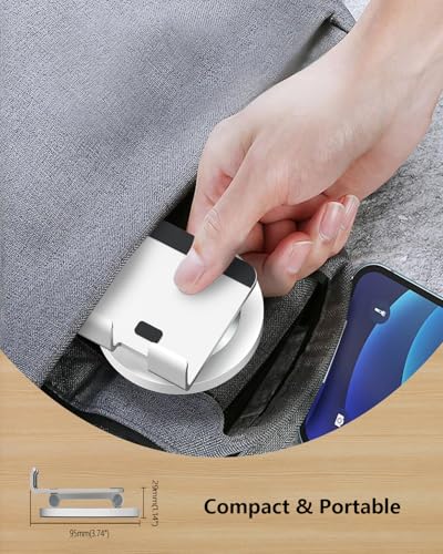 Phone Stand for Desk, 360° Rotating Dual Adjustable Foldable Cell Phone Holder, Heavy Solid All-Aluminum Base Anti-Slip Stable Support for Home Office Study, Fits iPhone Galaxy 4-8" Phones - color: Silver+Silver