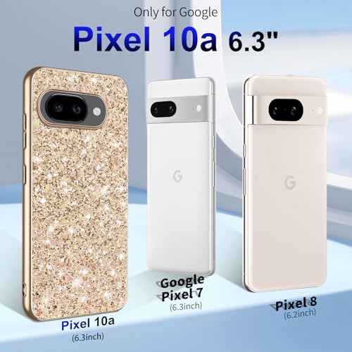 Glitter Case for Google Pixel 10A Phone Case for Women Girls, Slim Ultra Thin Matte Back Shockproof Protective Cover for Google Pixel 10A 5G Crystal Bling Case (Gold) - color: Gold