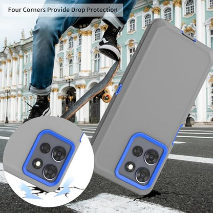 Rugged Phone Case for Moto G Power 5G 2025/Moto G Play 2025, with Belt Clip Holster & Kickstand Heavy Duty Shockproof Protective Full Body Case (Grey+Blue) - color: Grey+Blue