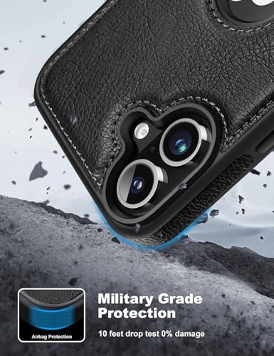WTCASE Magnetic for iPhone 16 Leather Case,Built-in Invisible Stand [Compatible with Magsafe] Protective Slim Kickstand Phone Cover Compatible with iPhone 16 (2024) 6.1" (Black) - color: Black, size: iPhone 16 - 6.1"