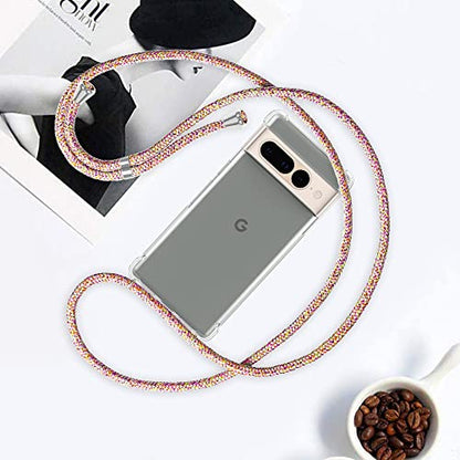 for Google Pixel 7 Pro Phone Case Clear Adjustable Shoulder Neck Lanyard Crossbody Cover Women Girls Soft TPU Slim Shockproof Protective Hanging Strap Mobile Case for Pixel 7 Pro - Rainbow - size: Google Pixel 7 Pro