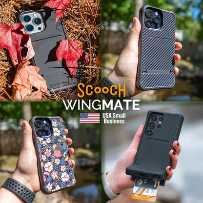 Scooch® for iPhone 15 Case with Card Holder, Wingmate Wallet Case with Hidden Card Slot and RFID Protection, Holds 3 to 4 Cards, 10-Foot Drop Protection, Dried Flowers | Hidden Card Holder for 3-4 Cards, RFID Protection, 10-foot Drop Protection - color: D