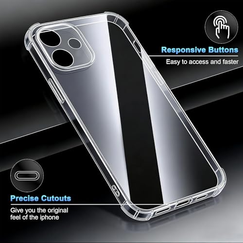 Crystal Clear Case, Transparent Shockproof Protective Phone Case Soft Silicone Slim Cover with Camera Protection - color: Transparent, size: 16