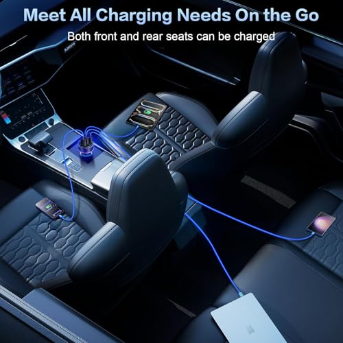 USB C Car Charger, Dual Ports 90W Fast Charging Cigarette Lighter Adapter - color: Black, size: 1-Pack