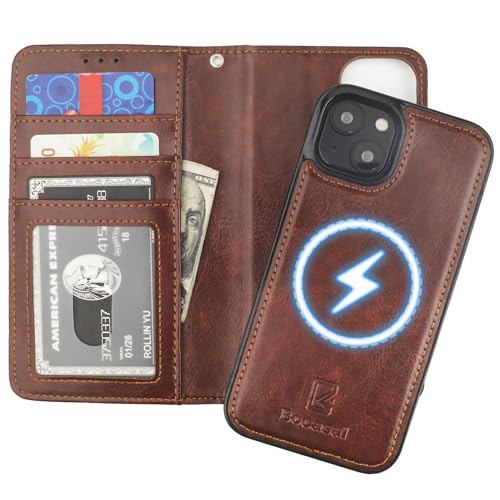 Bocasal for MagSafe Wallet Case Card Holder for iPhone 14, Brown - color: Brown for MagSafe