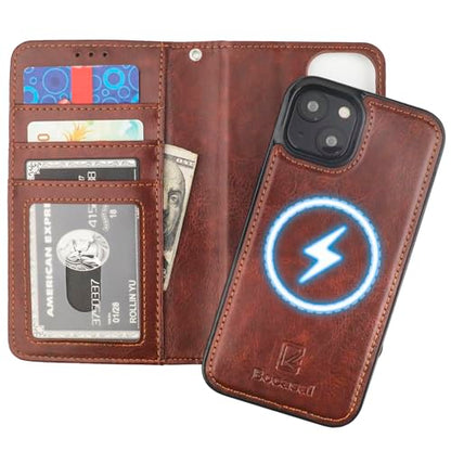 Bocasal for MagSafe Wallet Case Card Holder for iPhone 14, Brown - color: Brown for MagSafe