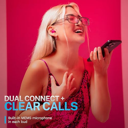 JLab Go Pop ANC True Wireless Earbuds with Dual Connect, Fuchsia - color: Fuchsia