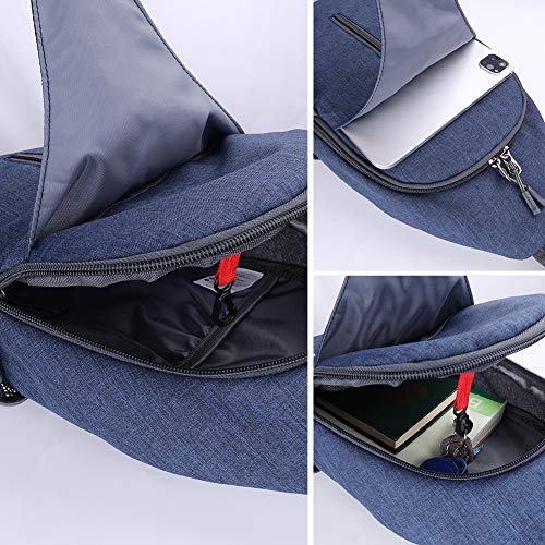 WATERFLY Crossbody Sling Backpack Sling Bag Travel Hiking Chest Bag Daypack | Small Hiking bag,Multi-compartment storage,Water-resistant,Breathable back pad,Reversible adjustable shoulder strap - color: Navy Blue