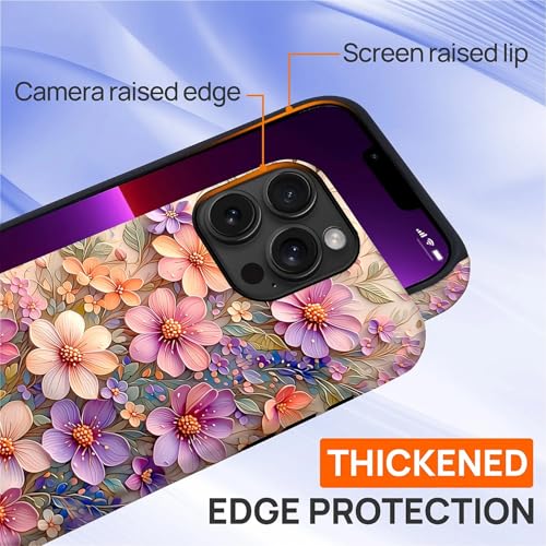 Case for iPhone 13 Pro,Drop Protection Hybrid 2-Layer Hard Phone Cover-Botanical Pastel Spring Wildflower - color: Botanical Pastel Spring Wildflower, size: iPhone 13 Pro