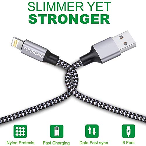 iPhone Charger, 3Pack 6FT Nylon Braided Lightning Cable Fast Charging Cord