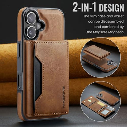 K2 2 in 1 Detachable Magnetic Phone Cases Compatible with iPhone 17 Case with Card Holder RFID Blocking, Compatible with Magsafe Wallet, Leather 6.3'' (Brown, iPhone 17) - color: Brown, size: iPhone 17